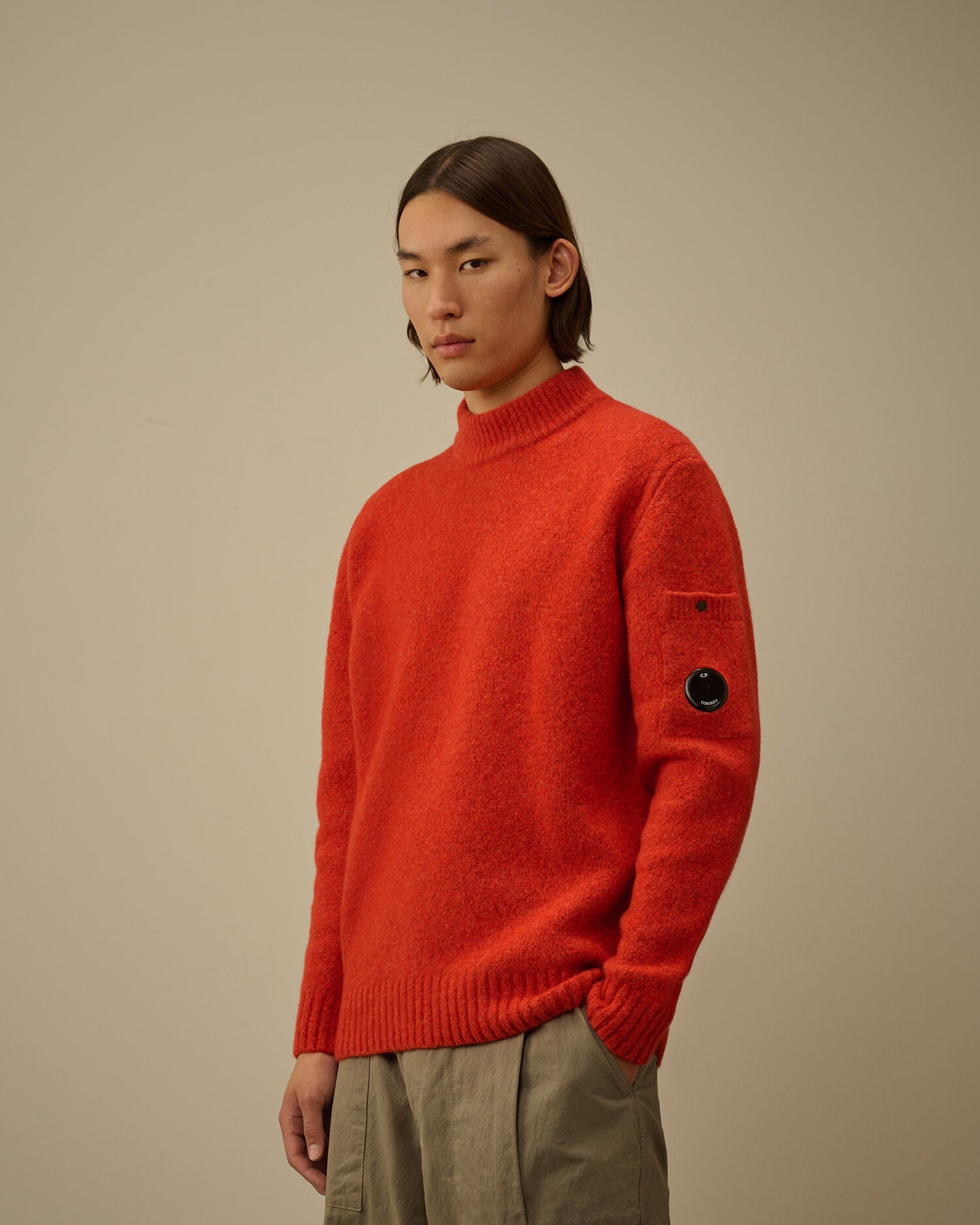 C.P. Company  Mockneck Wool Merino Sweater Russet Orange