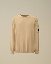 C.P. Company Cotton Crepe Crewneck Lens Sweater Frozen Dew