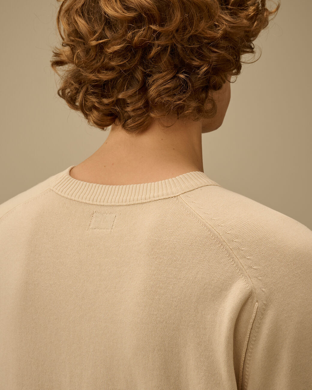 C.P. Company Cotton Crepe Crewneck Lens Sweater Frozen Dew