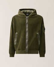 C.P. Company Sweatshirts Hooded Open Corduroy Ivy Green