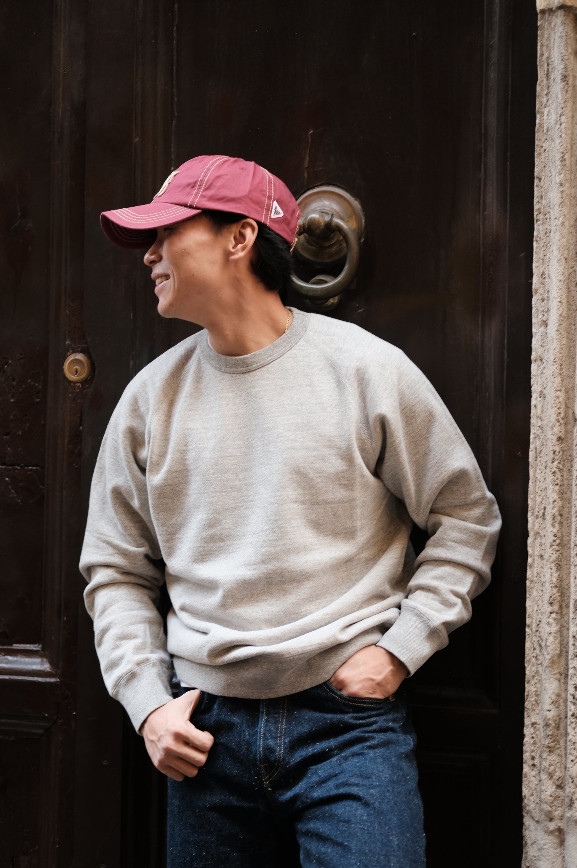 Felco NYC New Shape Twill Stone Washed Cap Burgundy/Beige