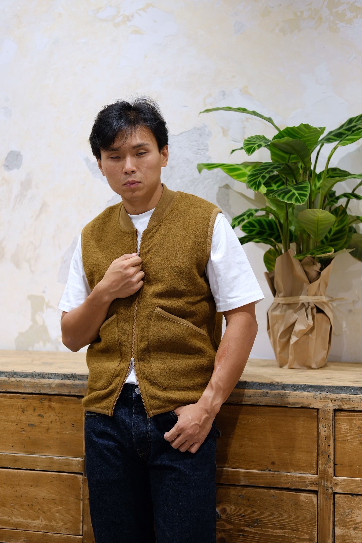 Universal Works Zip Waistcoat Mustard