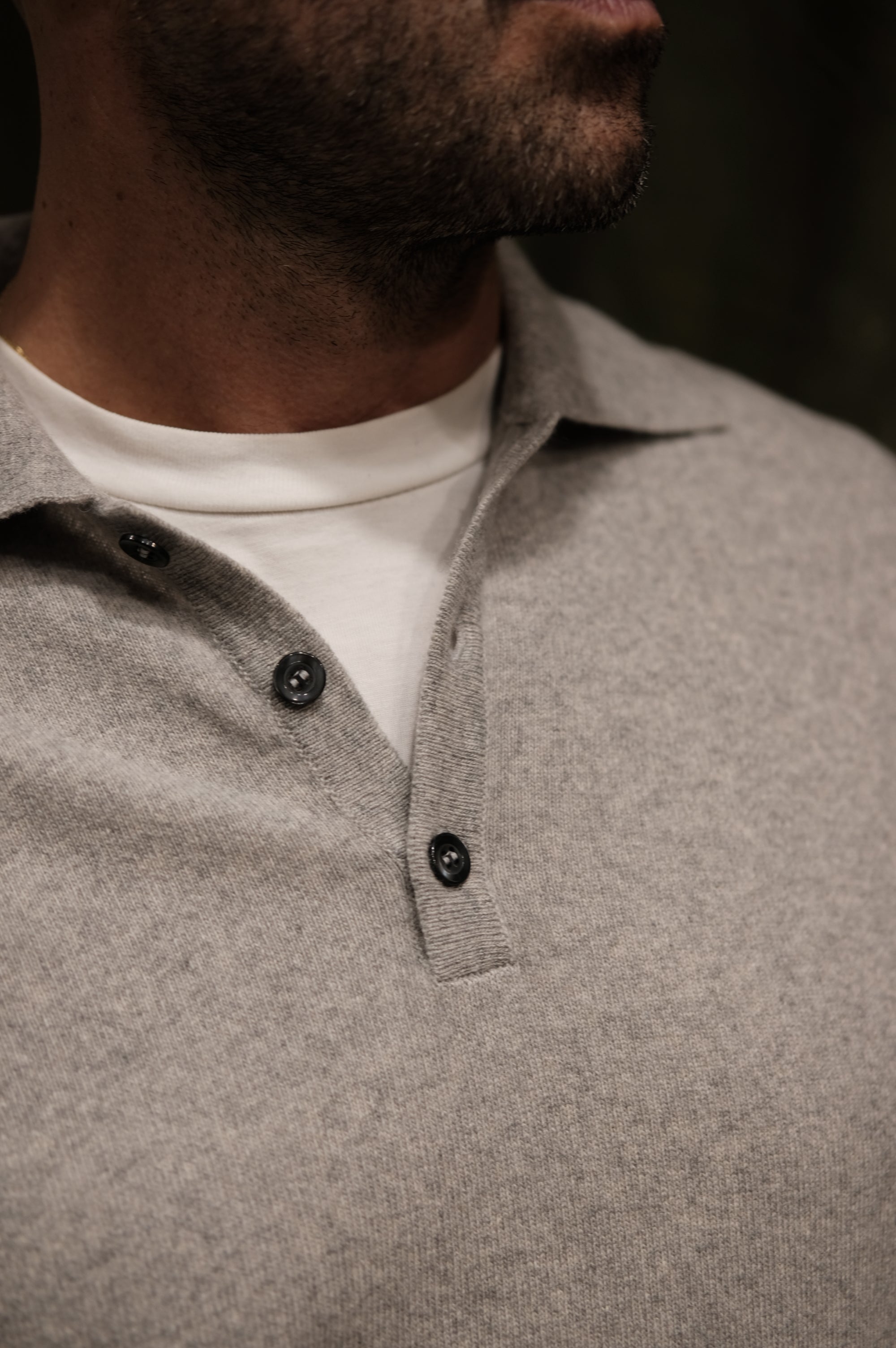 Gaffi & Co. Polo Bottoni Cashmere Grigio Chiaro