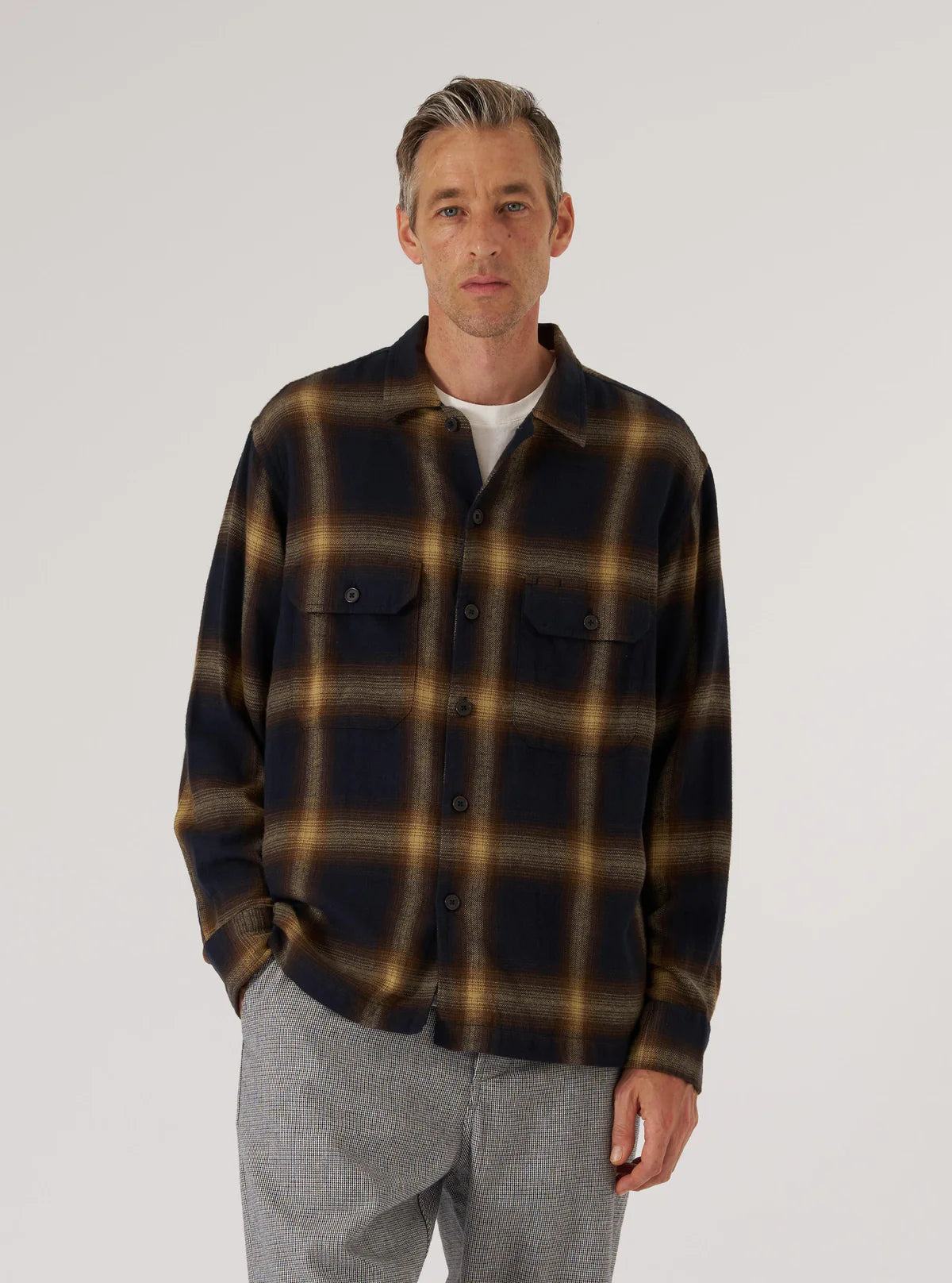 Universal Works Utility Shirt Canyon Check Navy