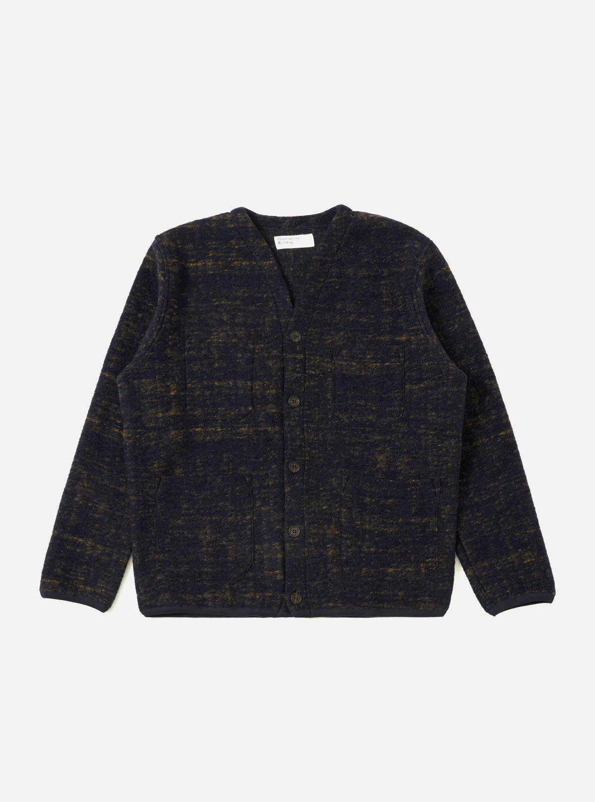 Universal Works Marble Fleece Cardigan Navy