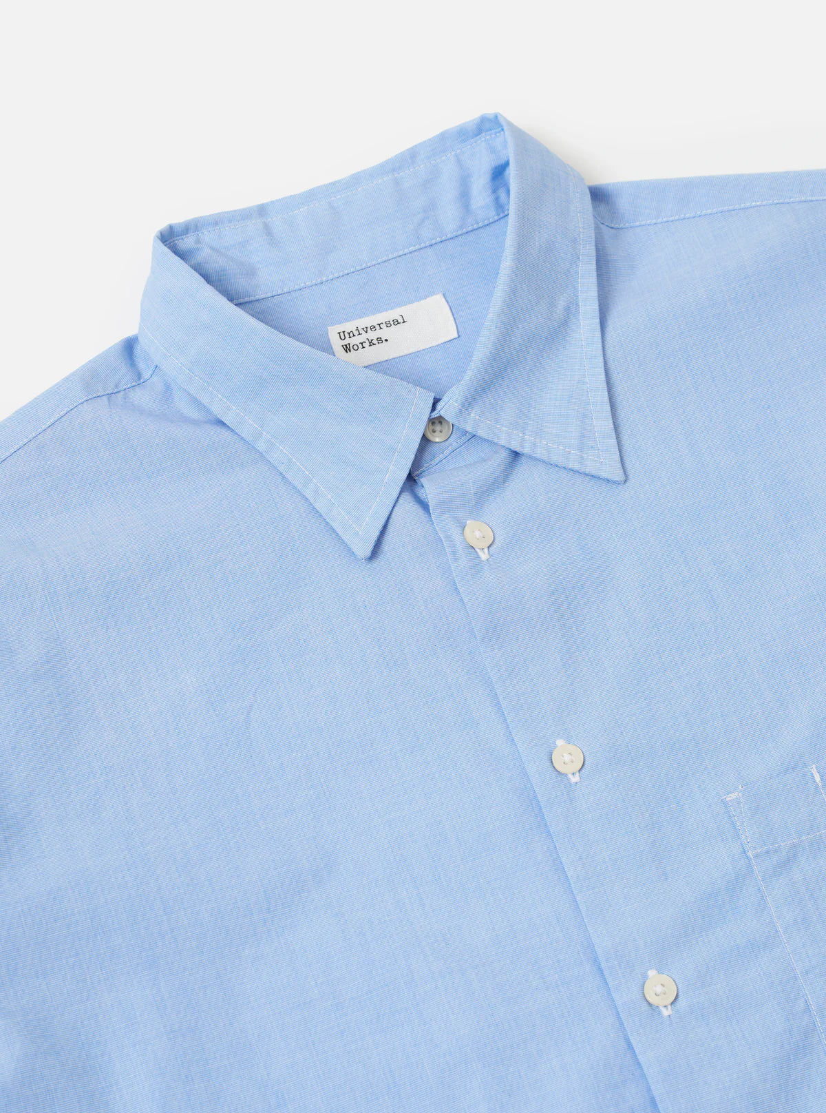 Universal Works Square Pocket Shirt Fil a Fil Sky