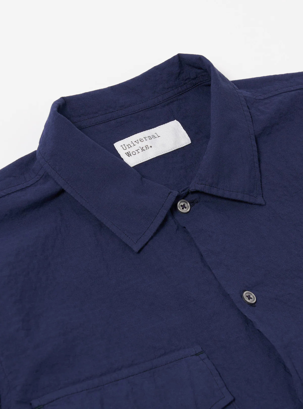 Universal Works Attendant Shirt Arten Seersucker Navy