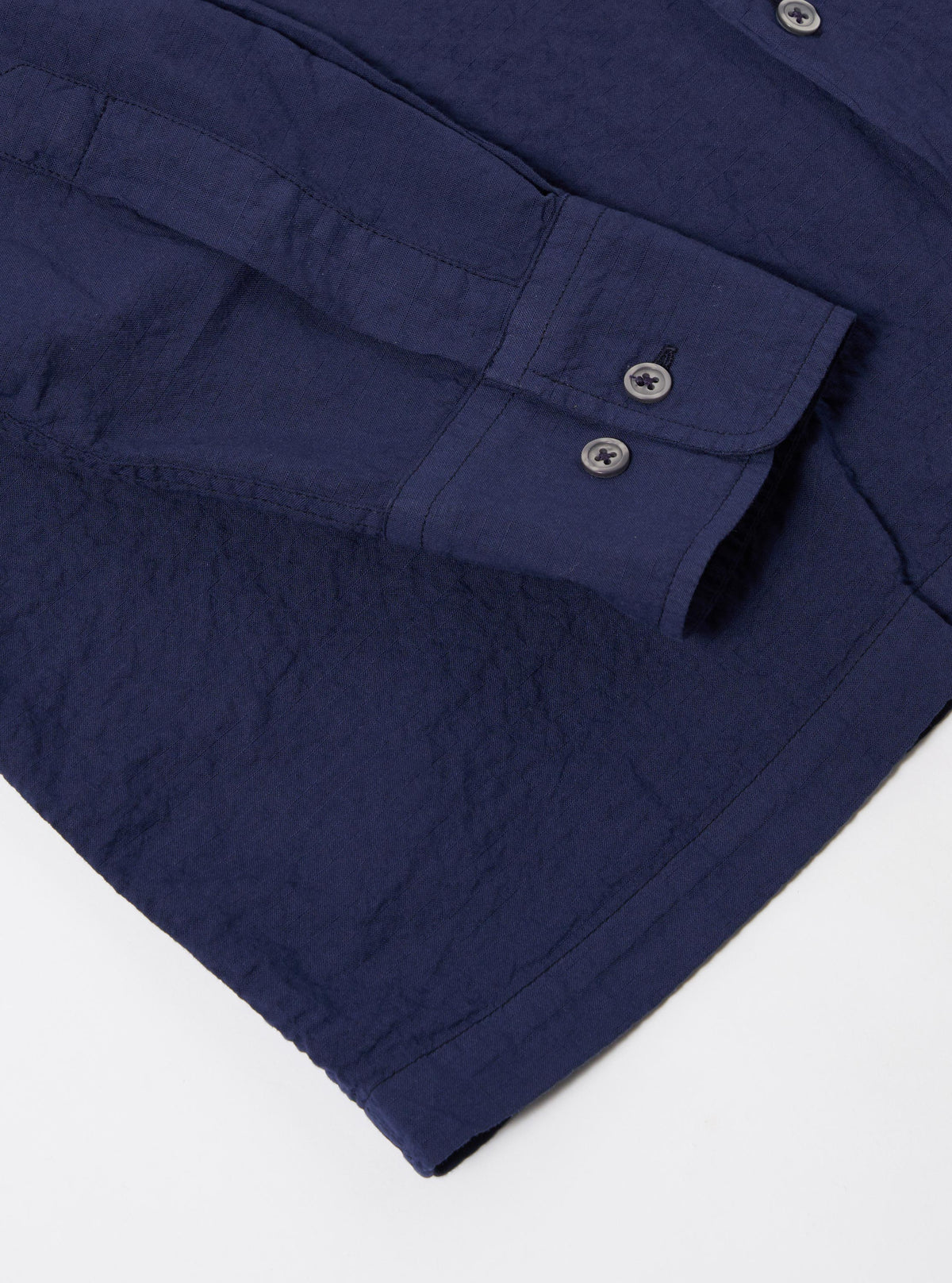 Universal Works Attendant Shirt Arten Seersucker Navy