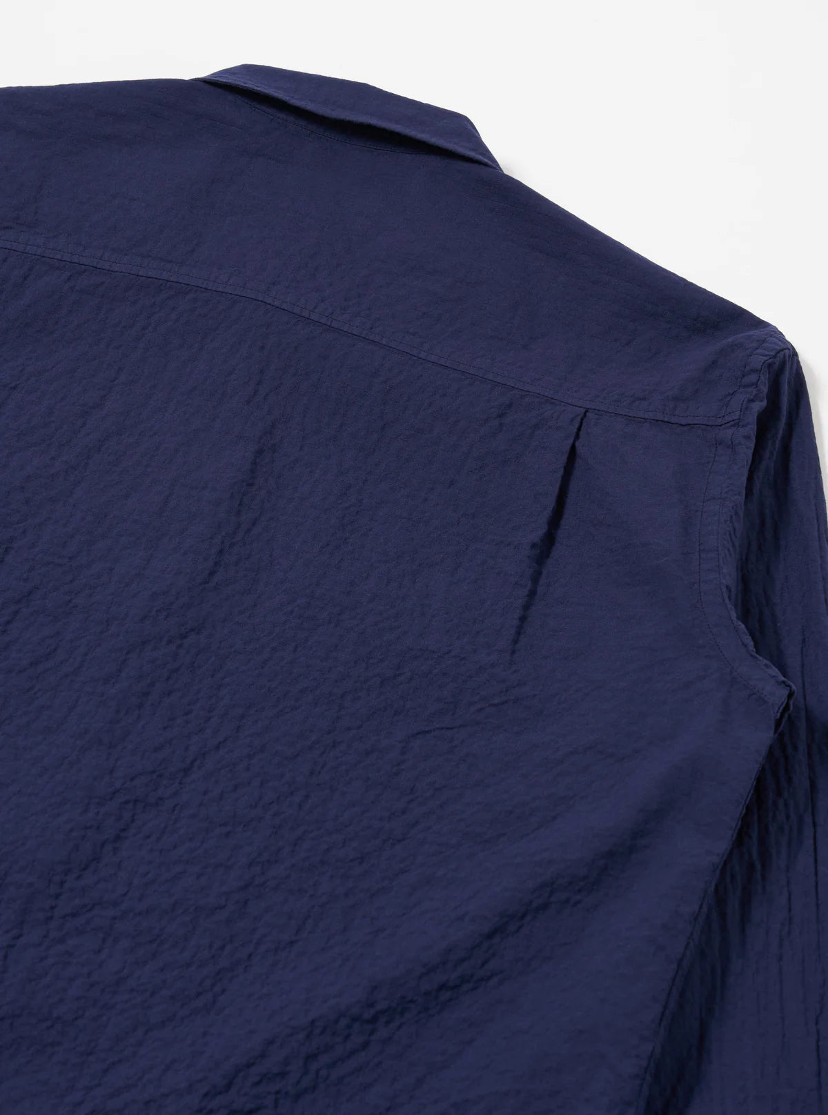 Universal Works Attendant Shirt Arten Seersucker Navy