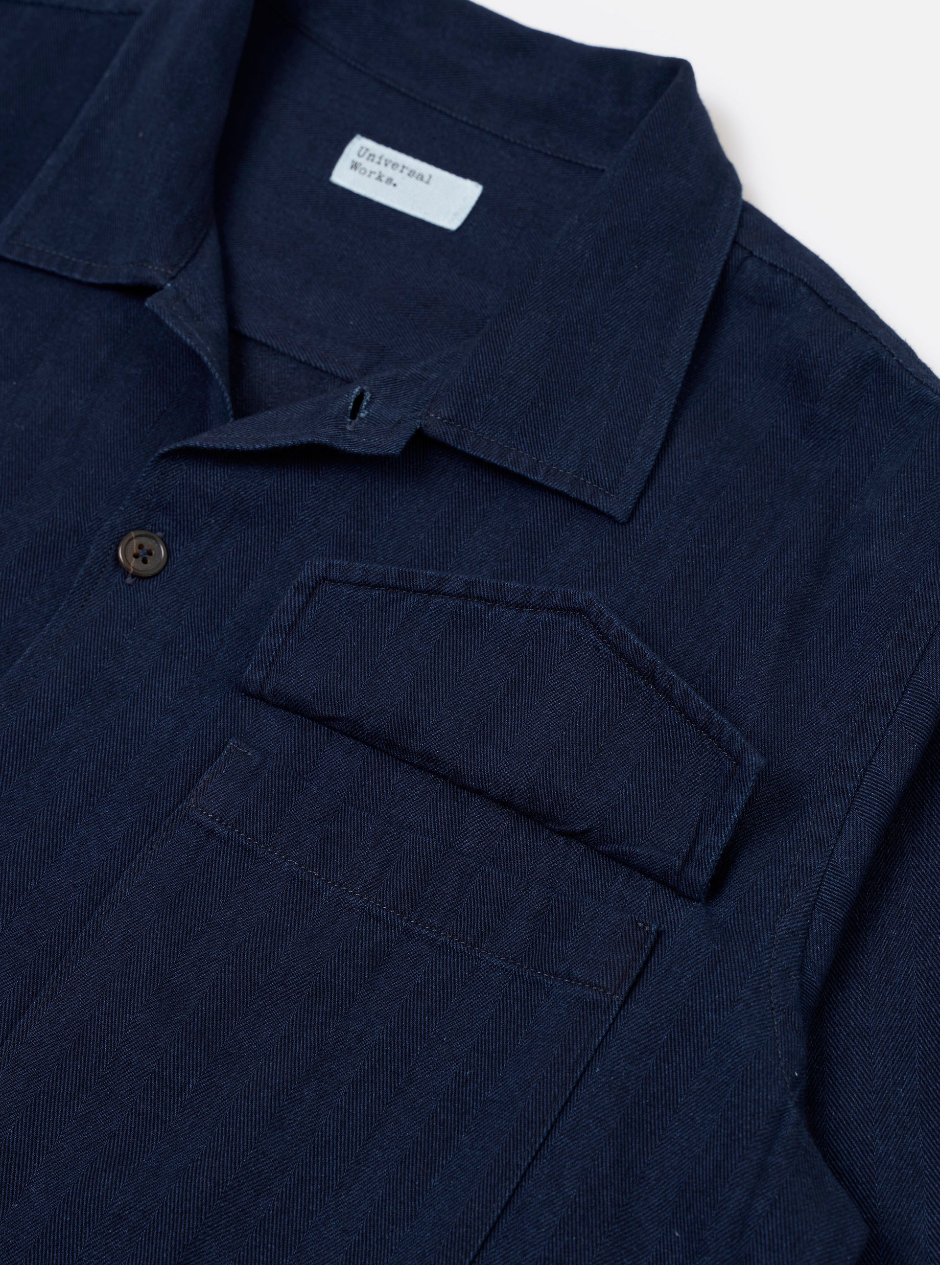 Universal Works Attendant Shirt Herringbone Recycled Indigo