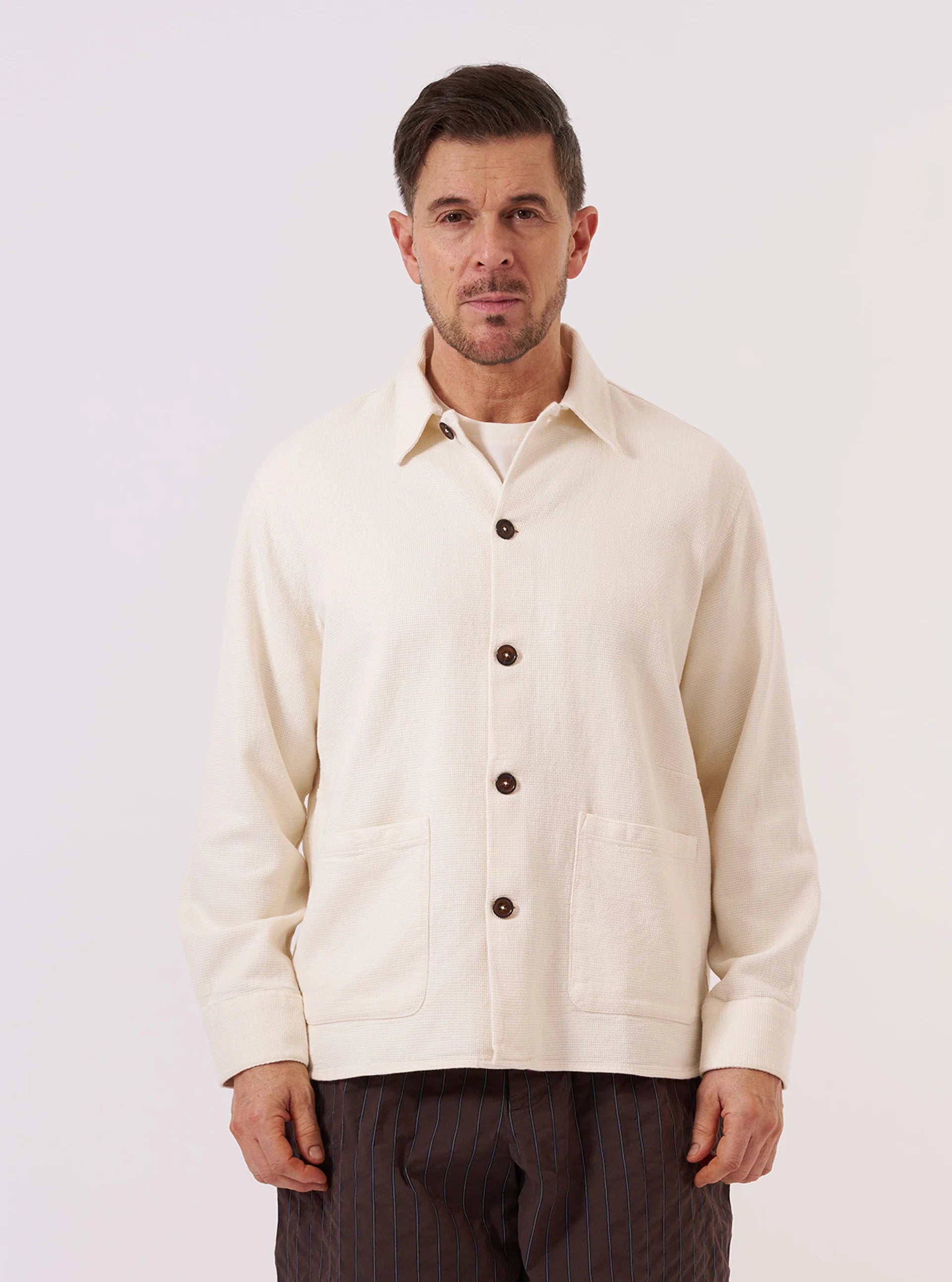 Universal Works Travail Overshirt Kendal Cotton Ecru