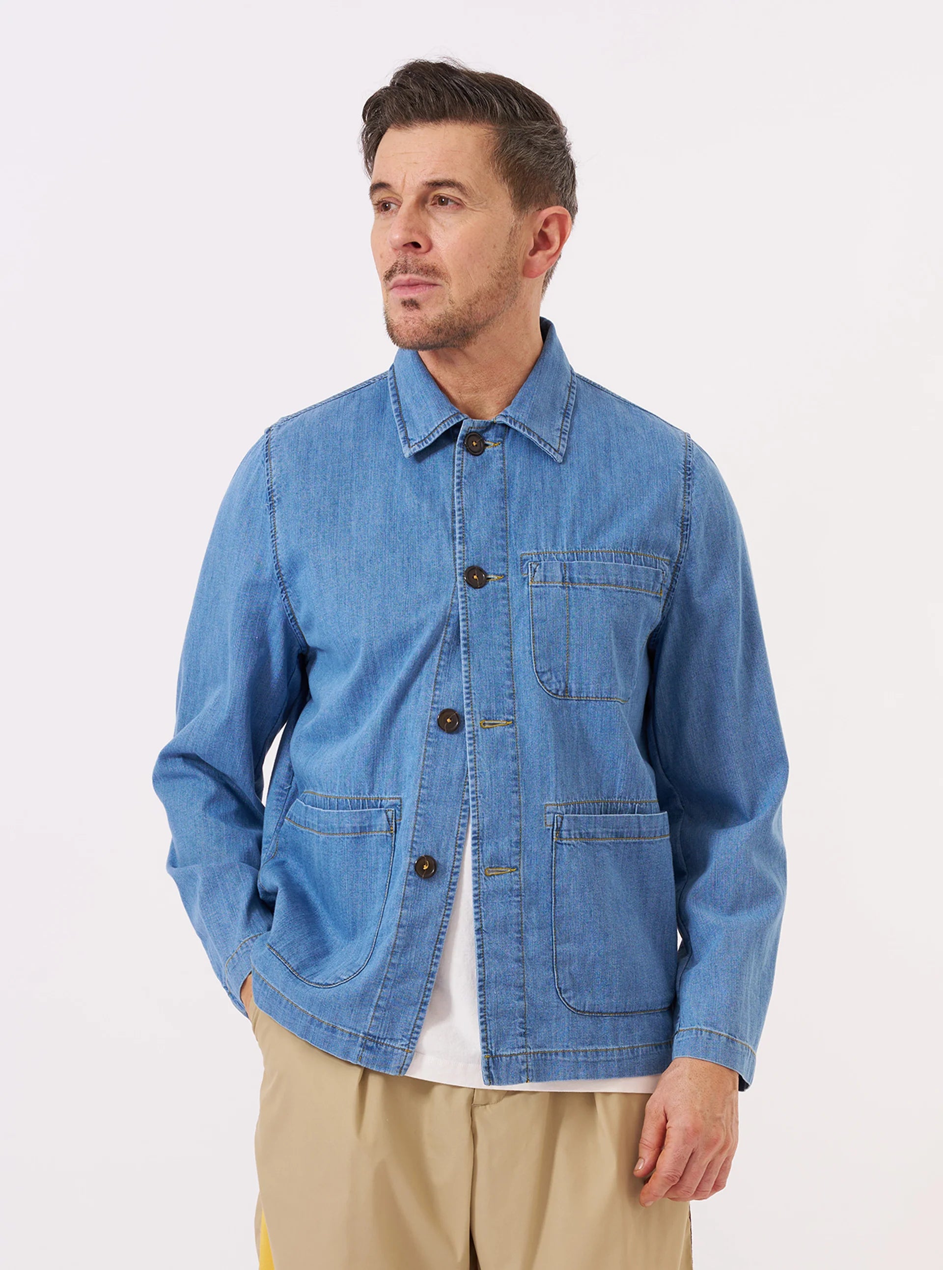 Universal Works Field Jacket 8OZ Slub Denim Washed Indigo