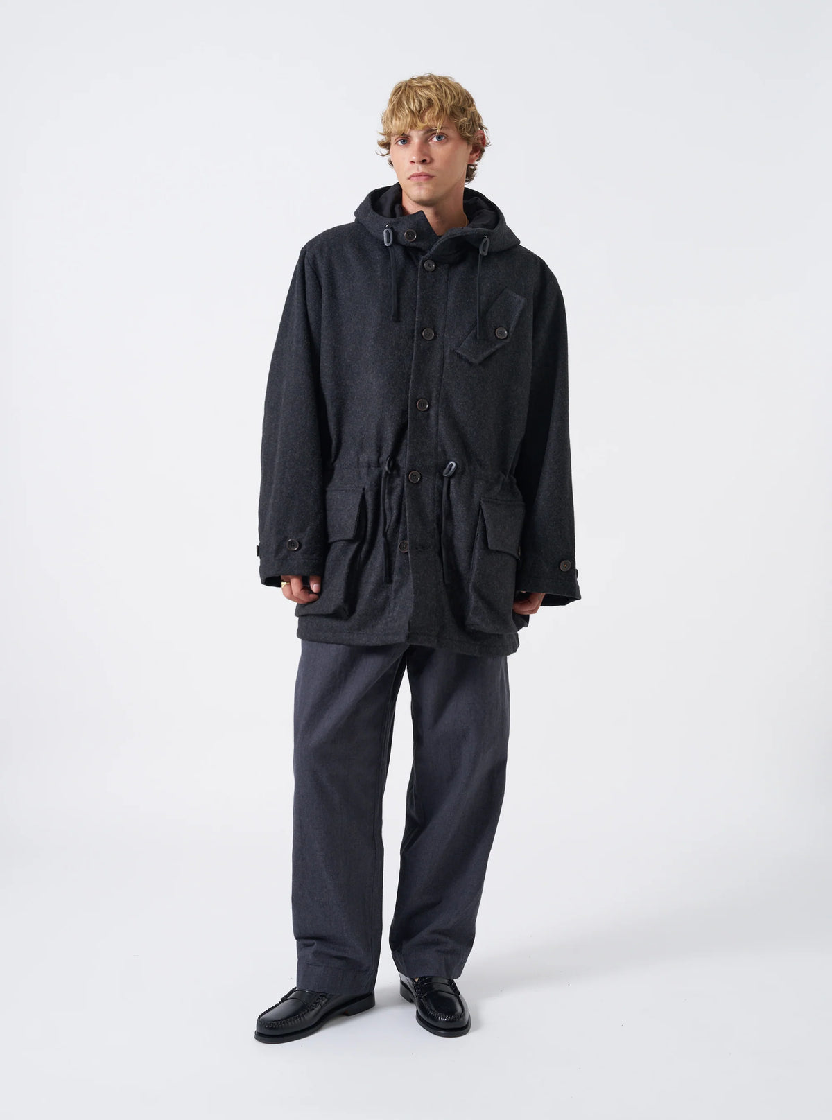Universal Works Mombray Boston Parka Grey Marl