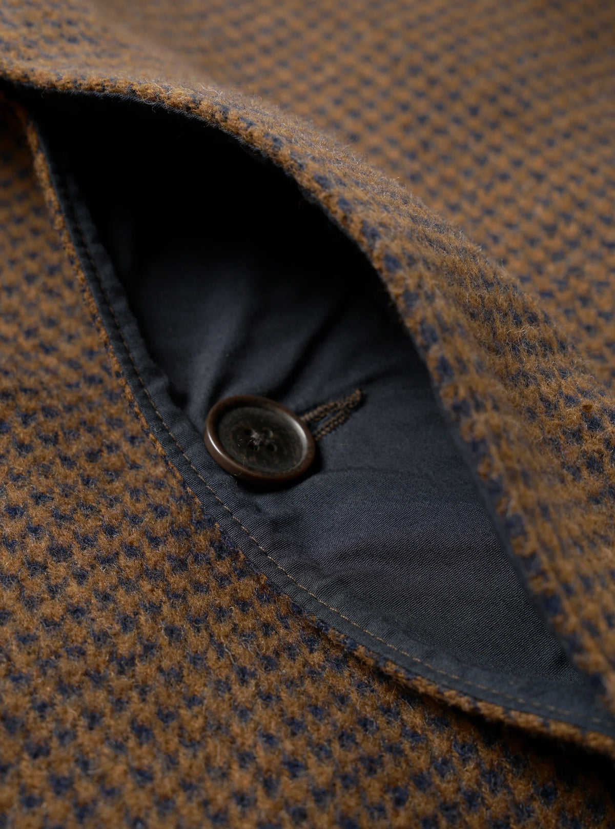 Universal Works Wool Tweed Stan Coat Navy/Brown