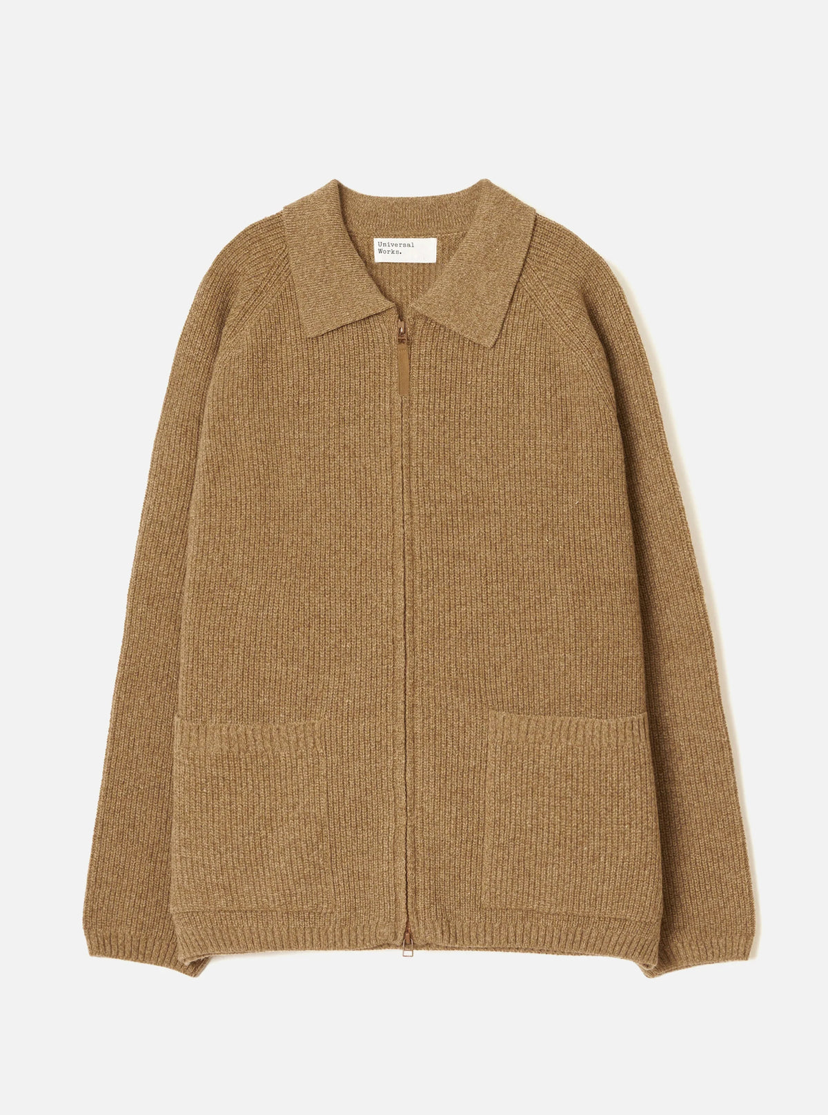 Universal Works Eco Wool Zip Cardigan Tawny