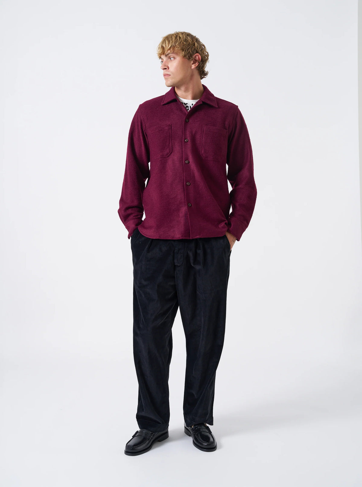Universal Works Dam Marl Work Shirt Dk.Red