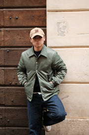 Felco NYC Nylon Satin Coach Baseball Jacket Dark Green