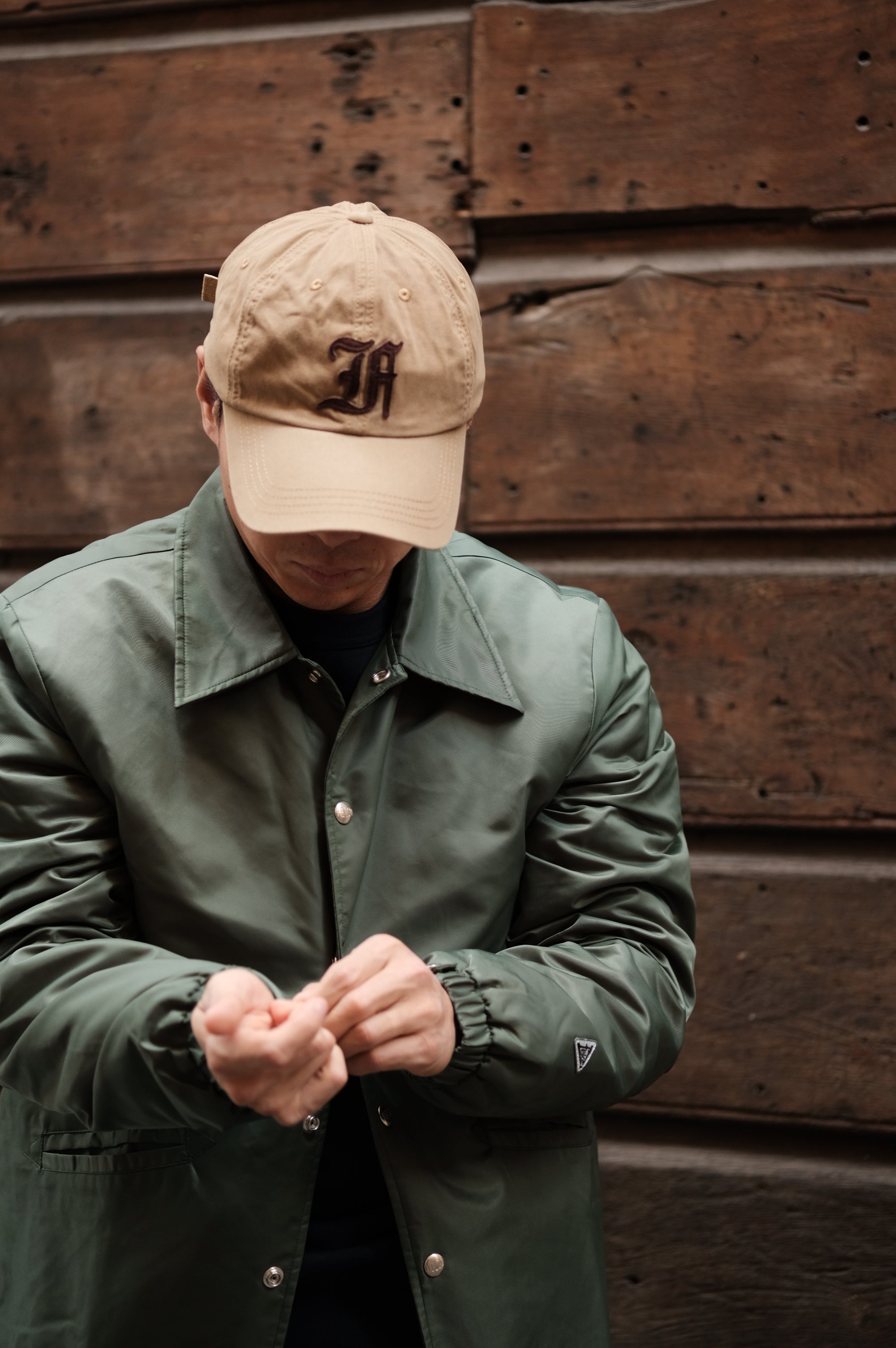 Felco NYC Nylon Satin Coach Baseball Jacket Dark Green