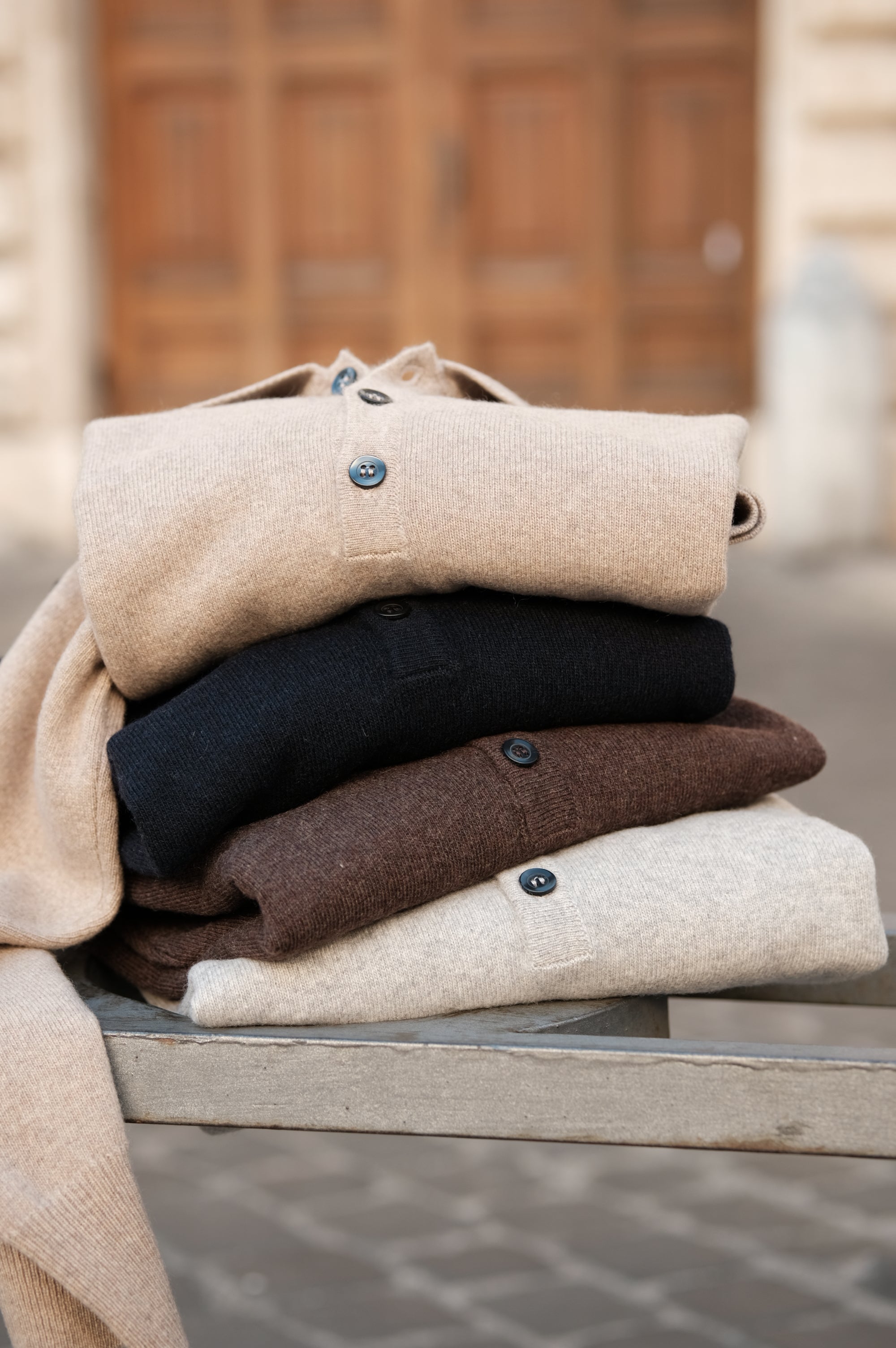 Gaffi & Co. Polo Bottoni Cashmere Grigio Chiaro