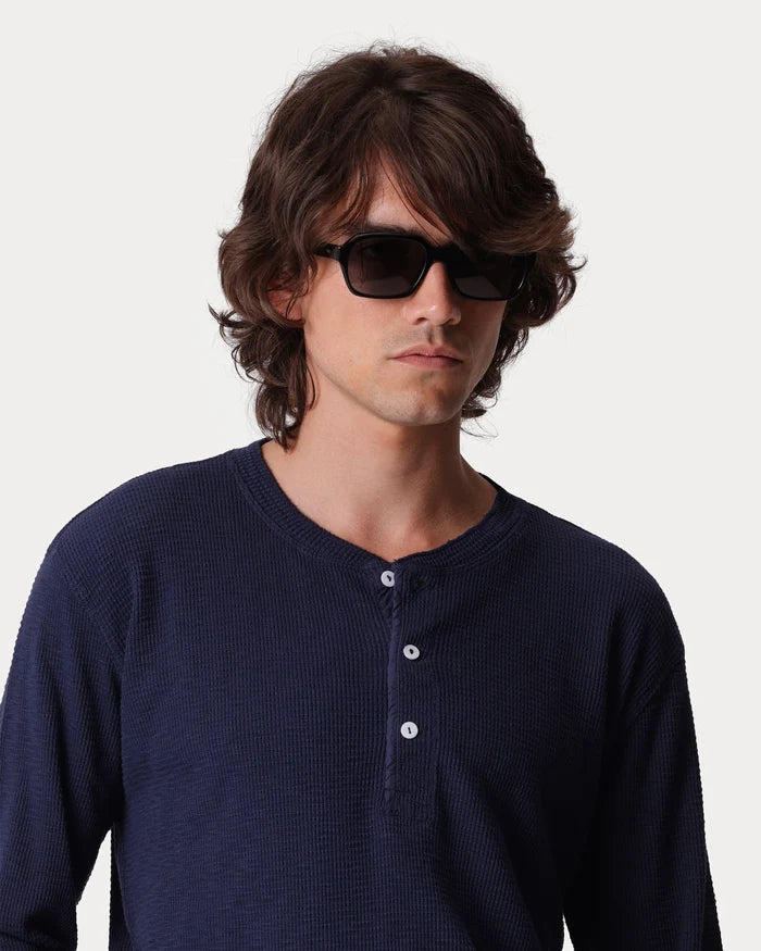 Fortela Amish Maglia Waffle Serafino Blue