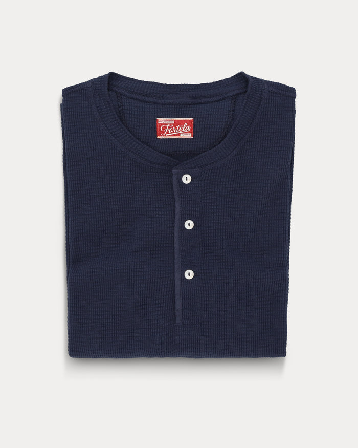 Fortela Amish Maglia Waffle Serafino Blue