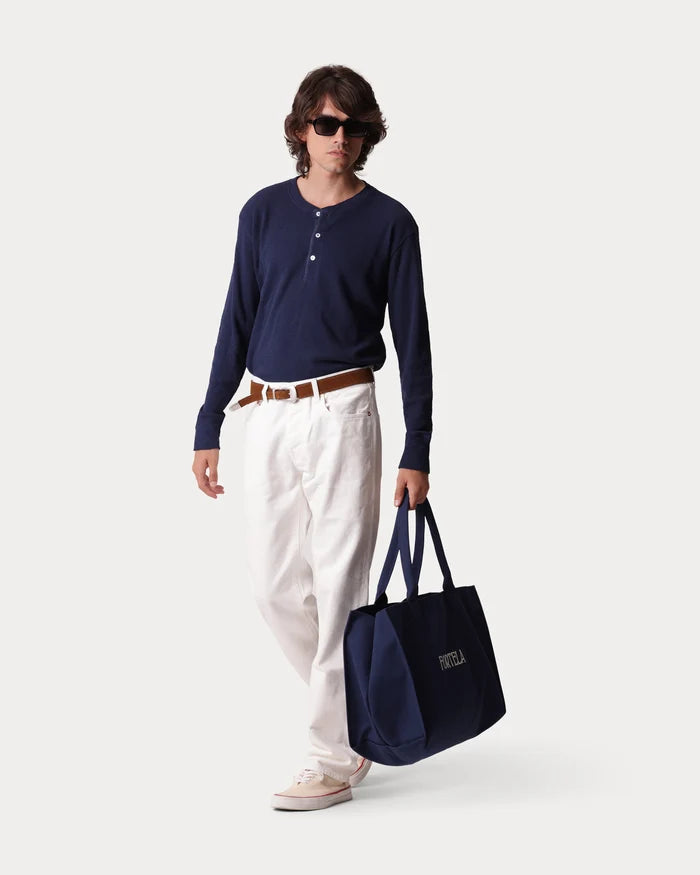 Fortela Amish Maglia Waffle Serafino Blue