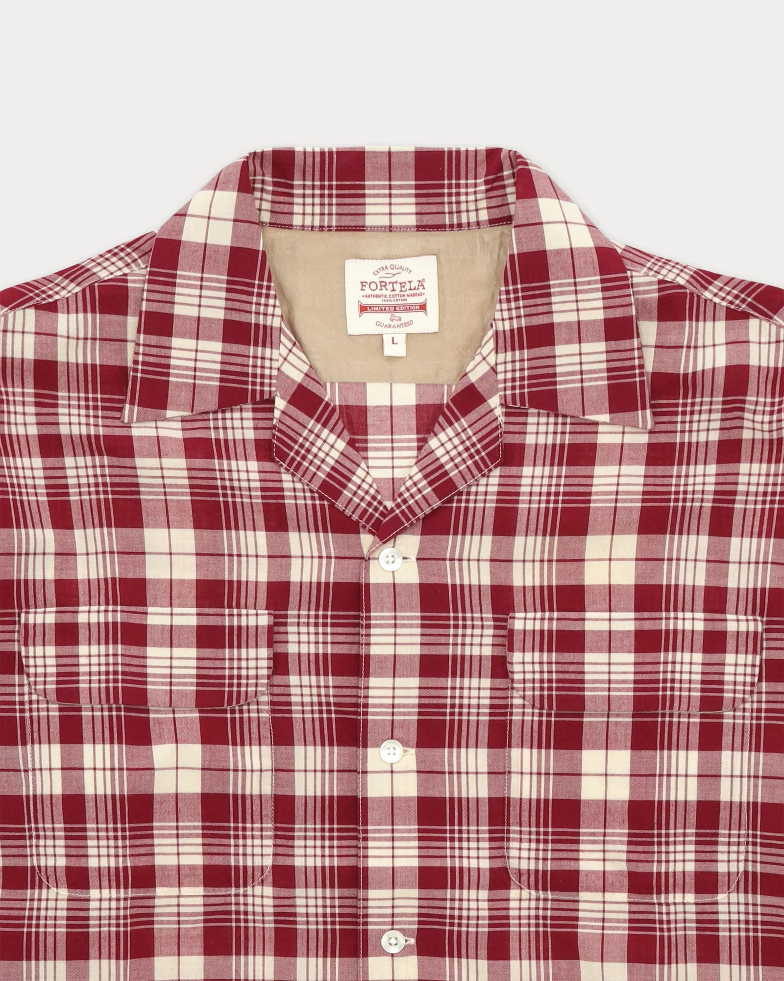 Fortela Baker Tartan Cotton Bowling Shirt Red