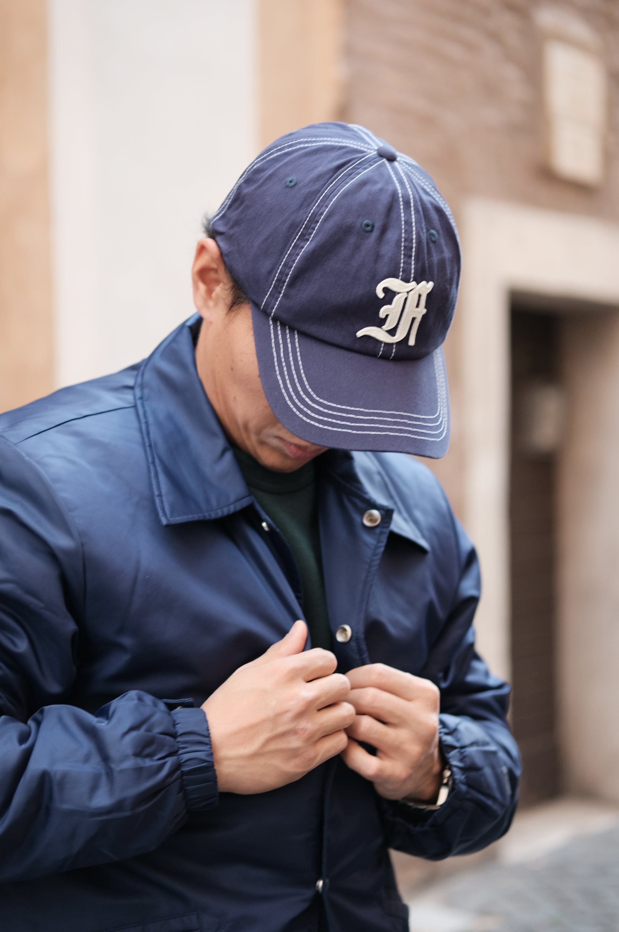 Felco NYC New Shape Twill Stone Washed Cap Navy/Natural