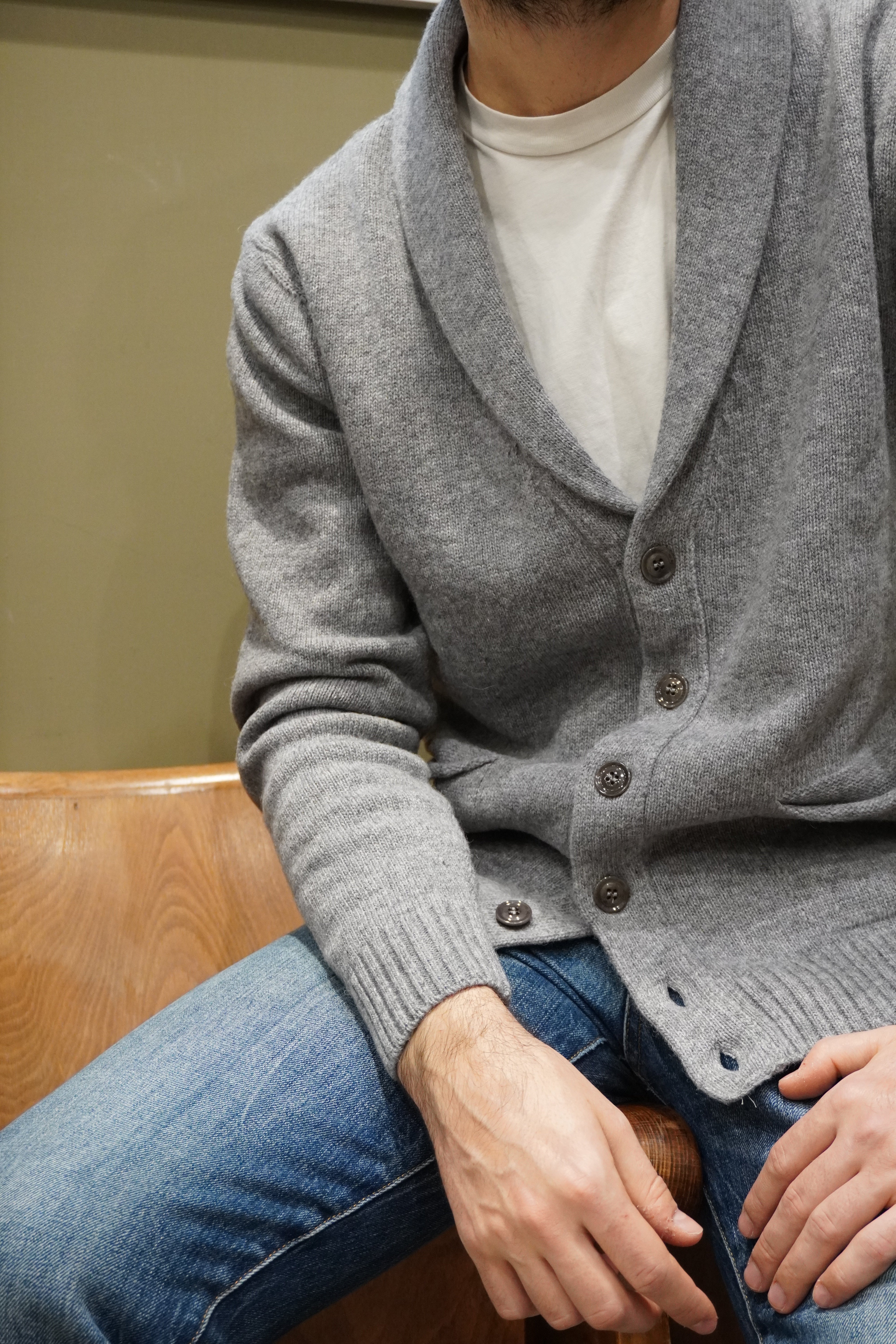 Wool & Co Giacca Sciallata con Tasche Grey