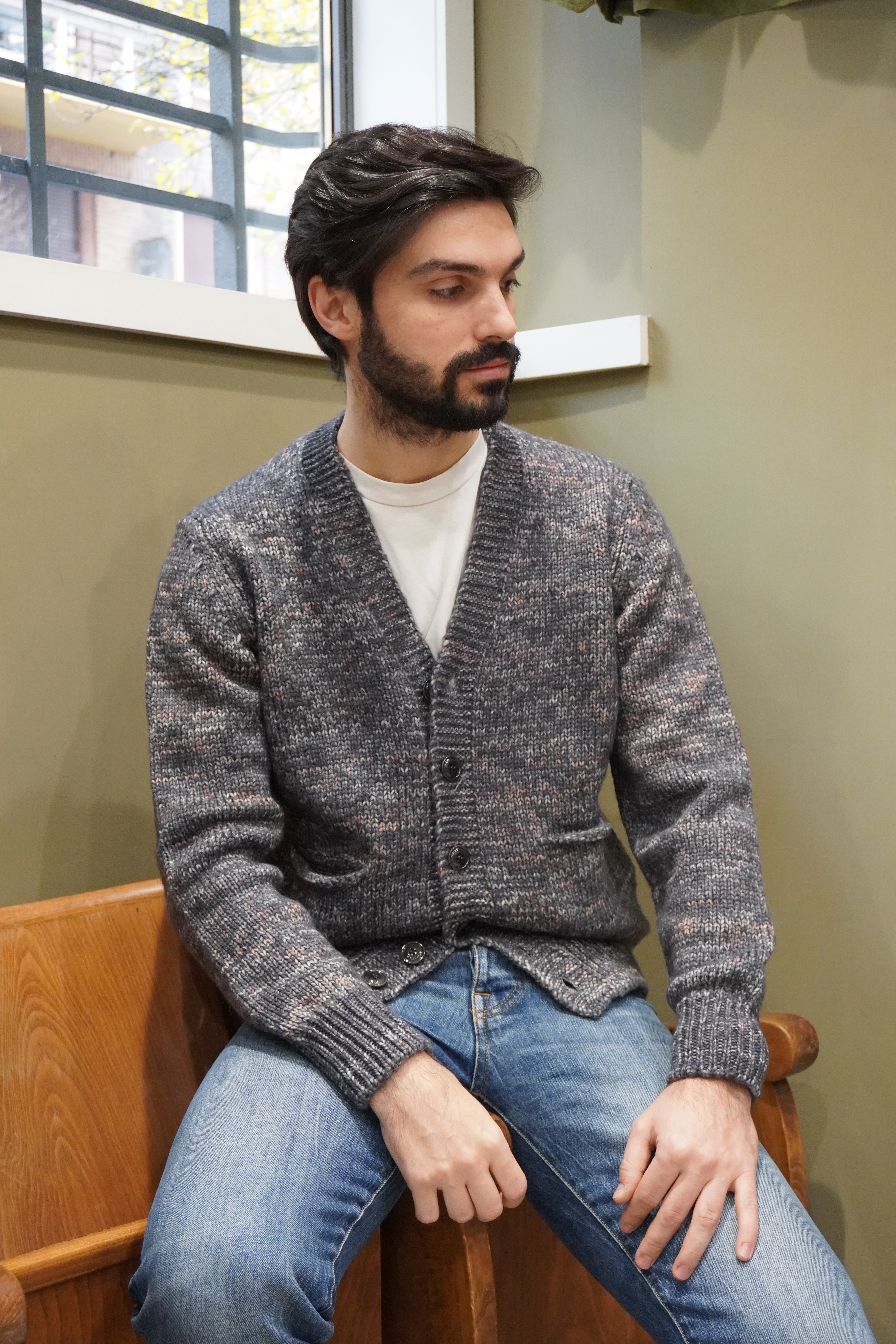 Wool & Co Cardigan Melange Merinos Antracite