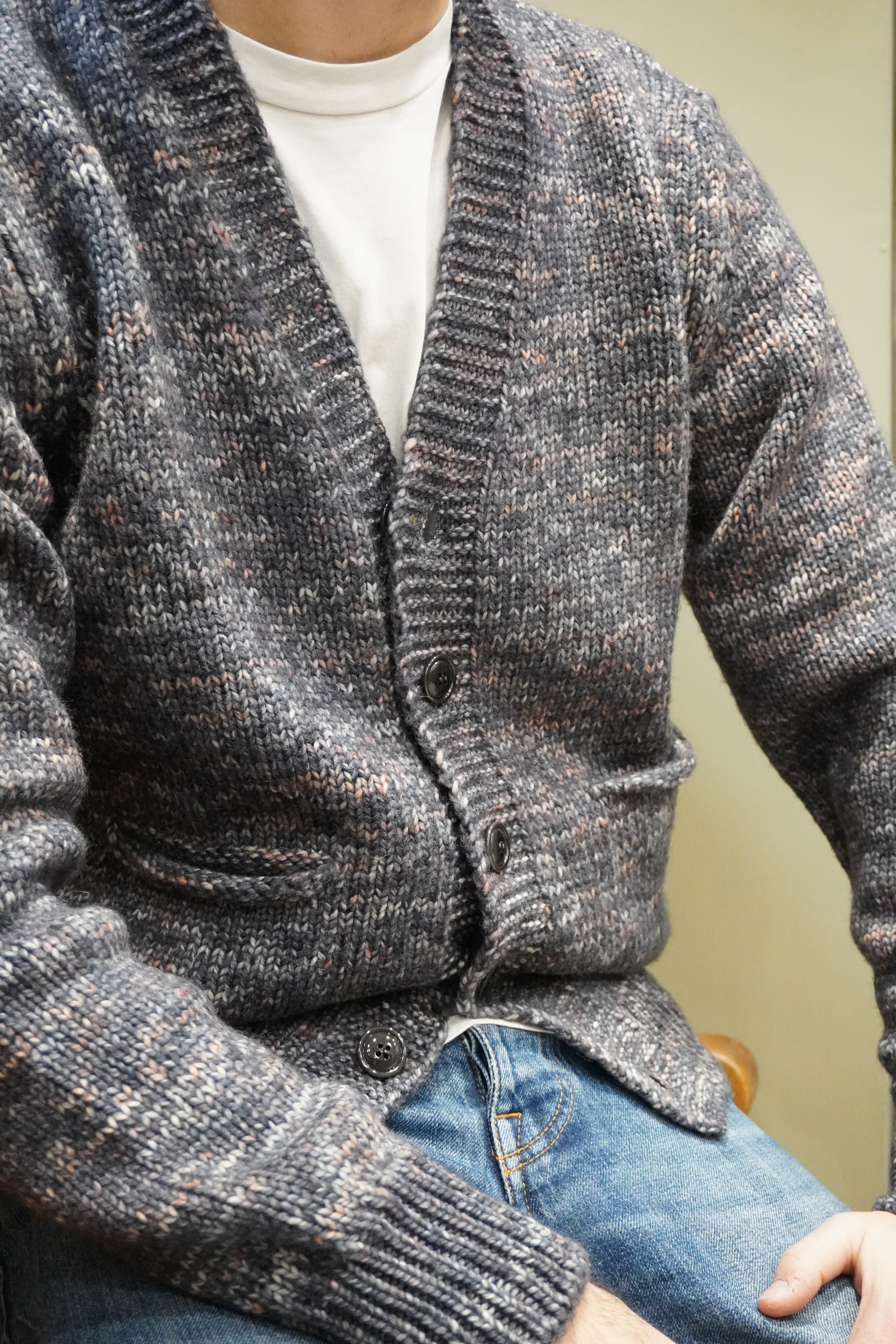 Wool & Co Cardigan Melange Merinos Antracite