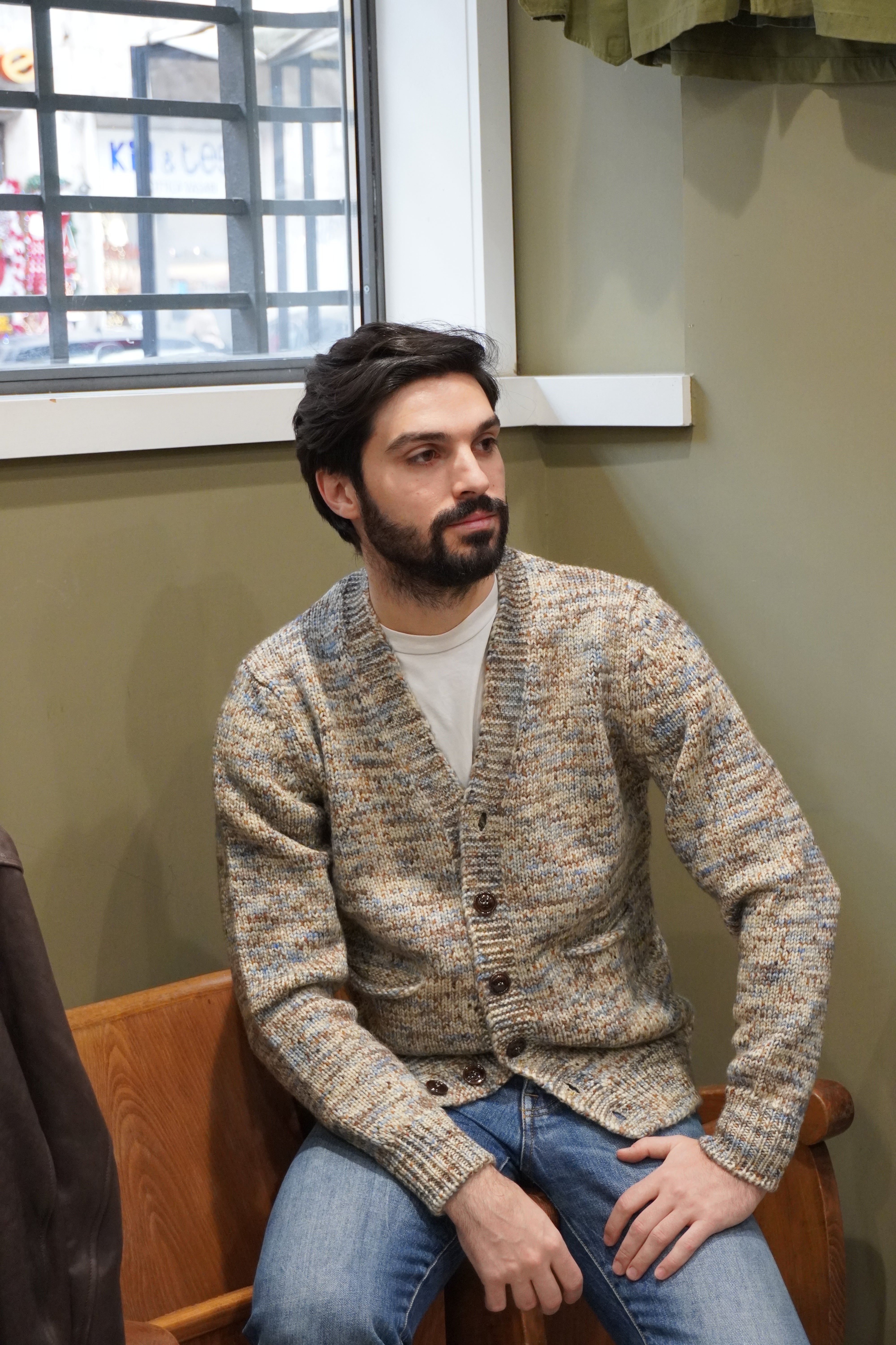 Wool & Co. Cardigan Melange Merinos Beige