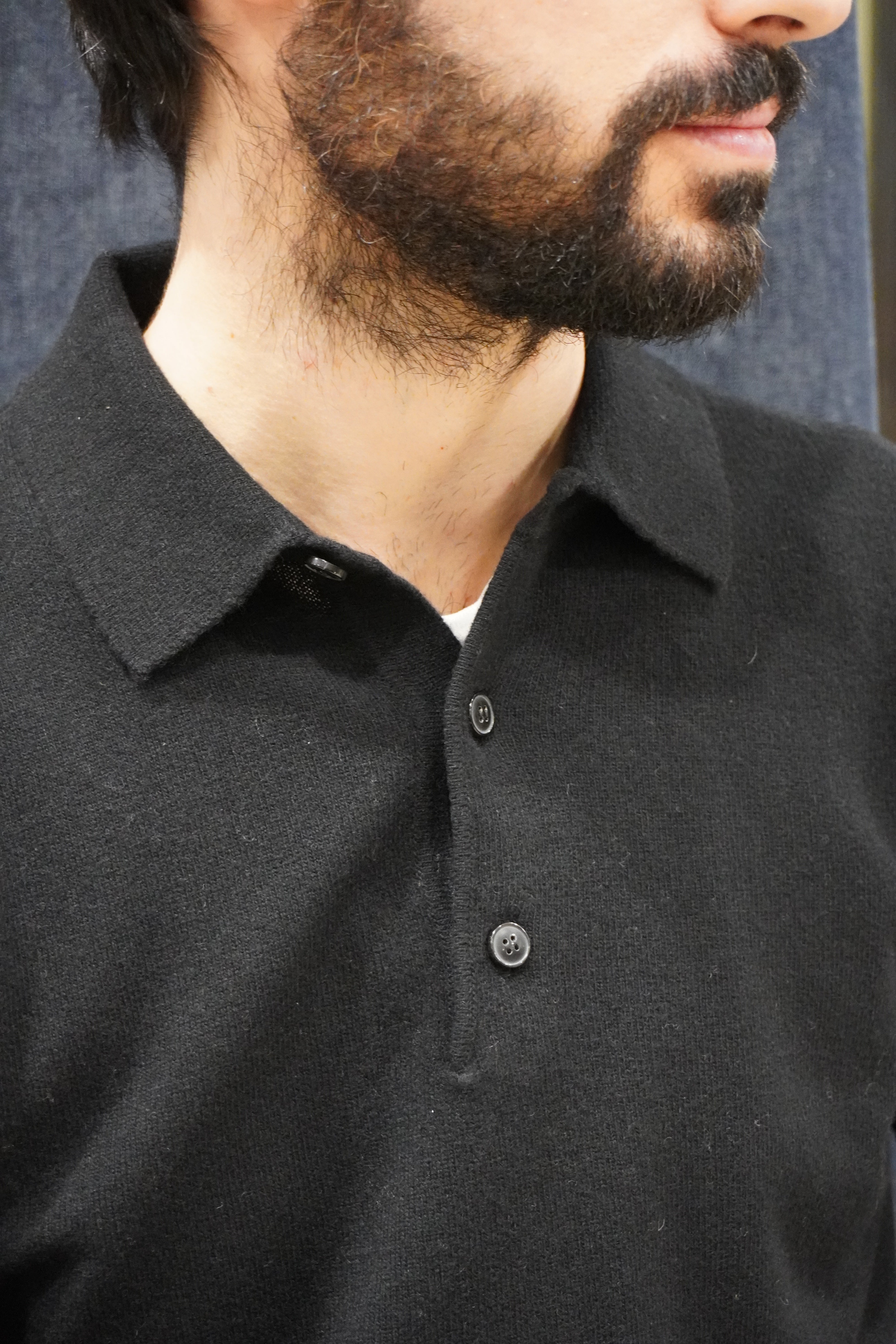 Jeordie's Polo 3 Bottoni Cashmere Nero