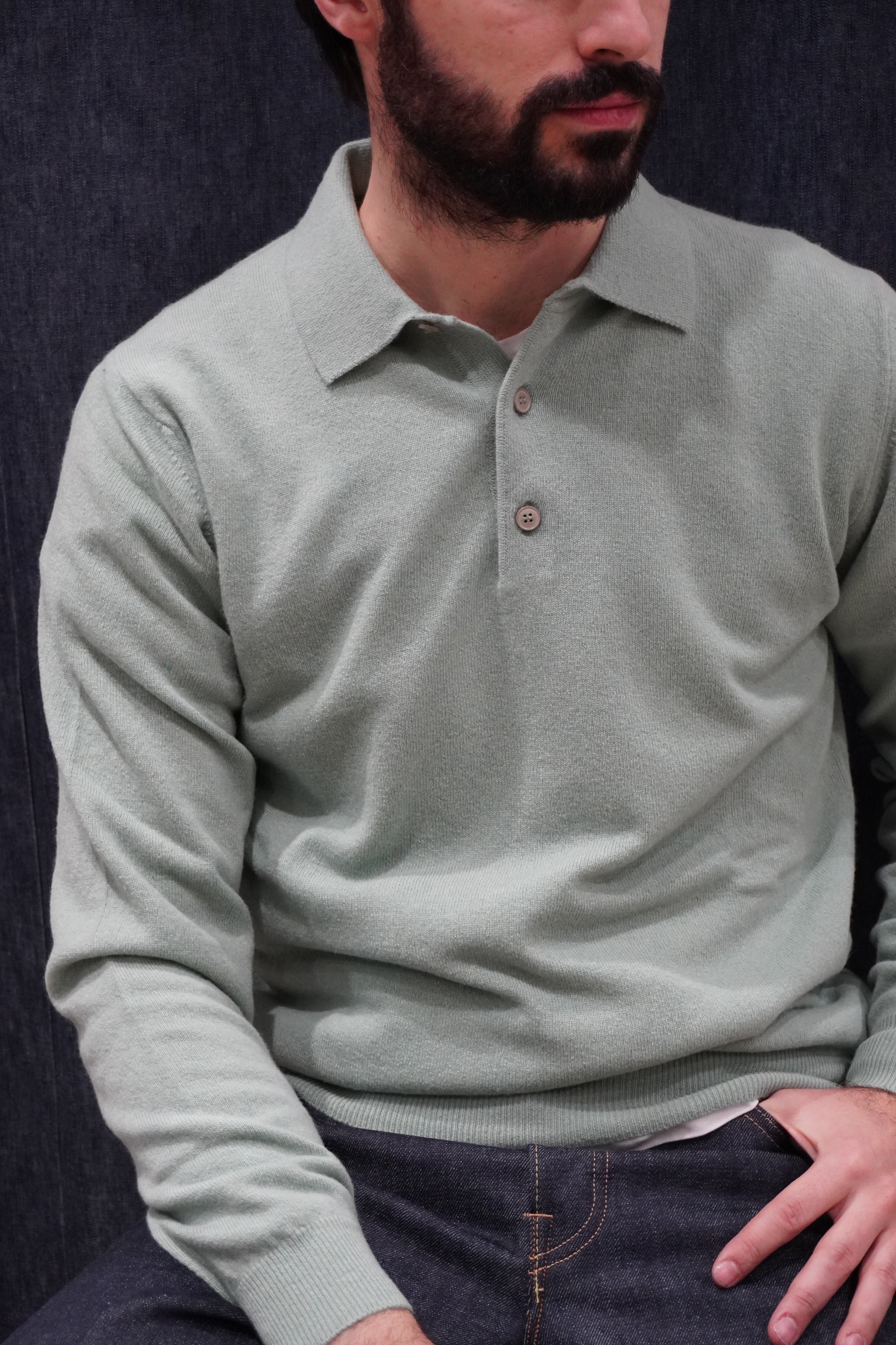 Jeordie's Polo 3 Bottoni Cashmere Aqua