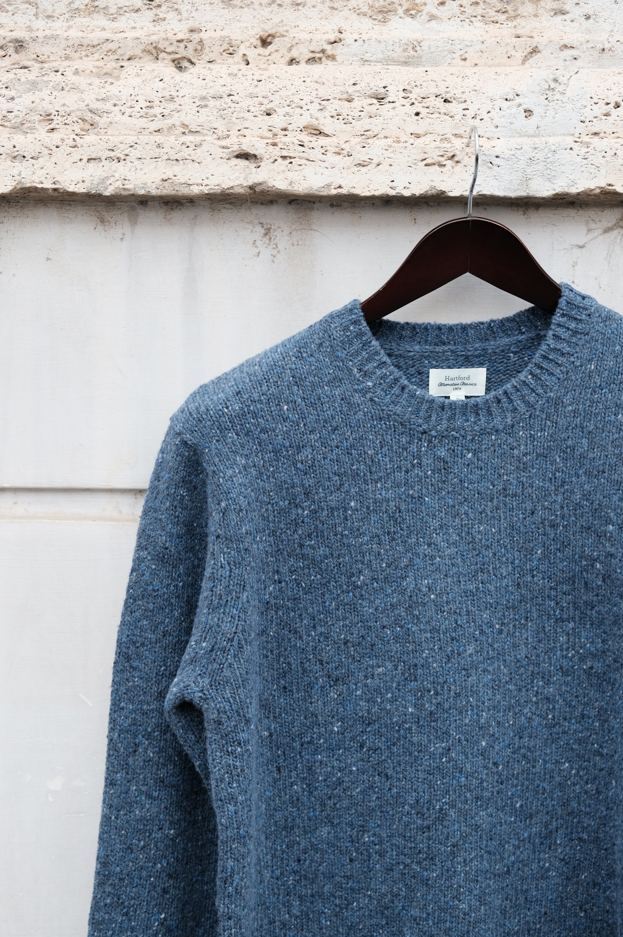 Hartford Pullover Donegal Crew-Denim
