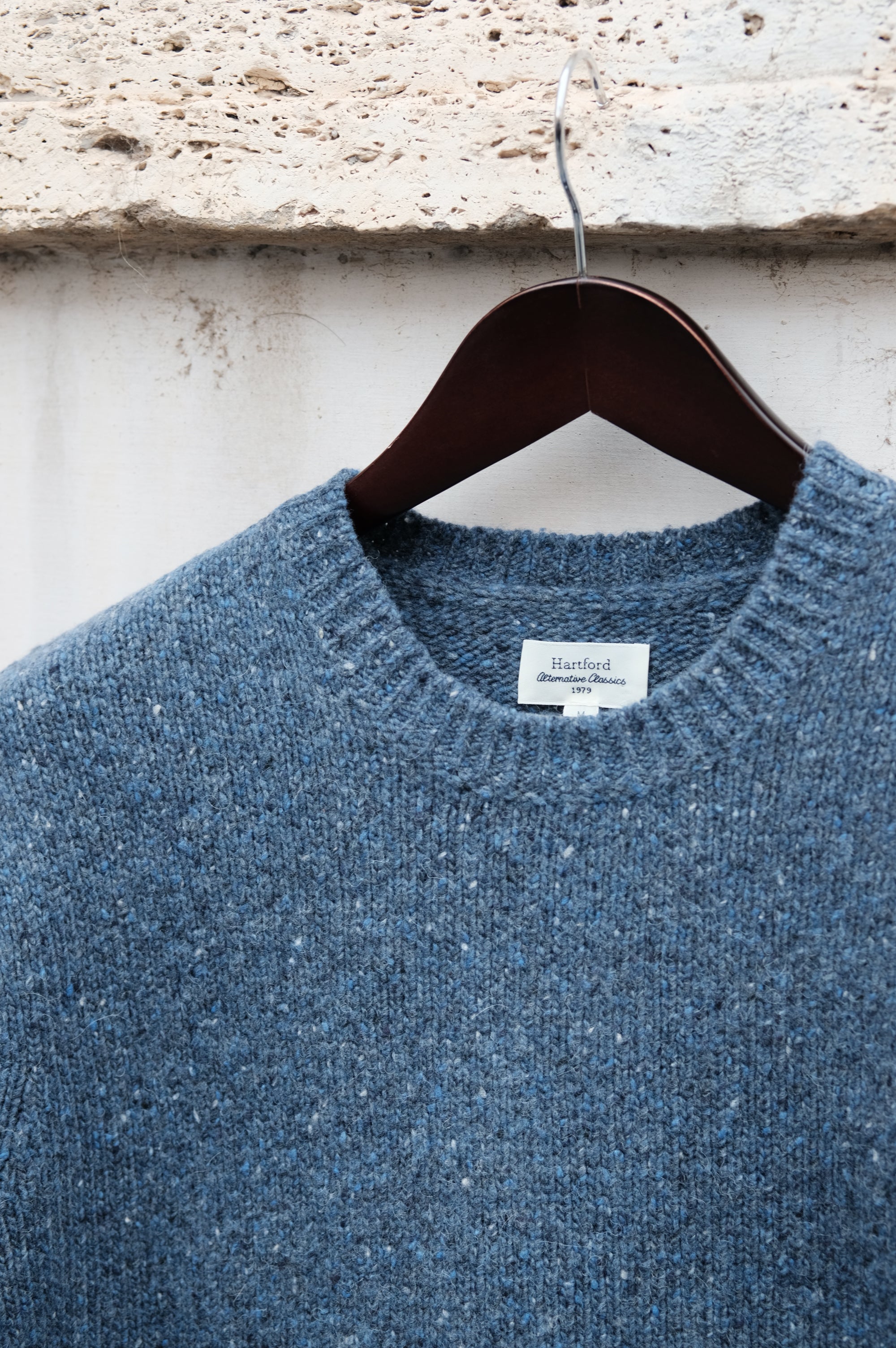Hartford Pullover Donegal Crew-Denim