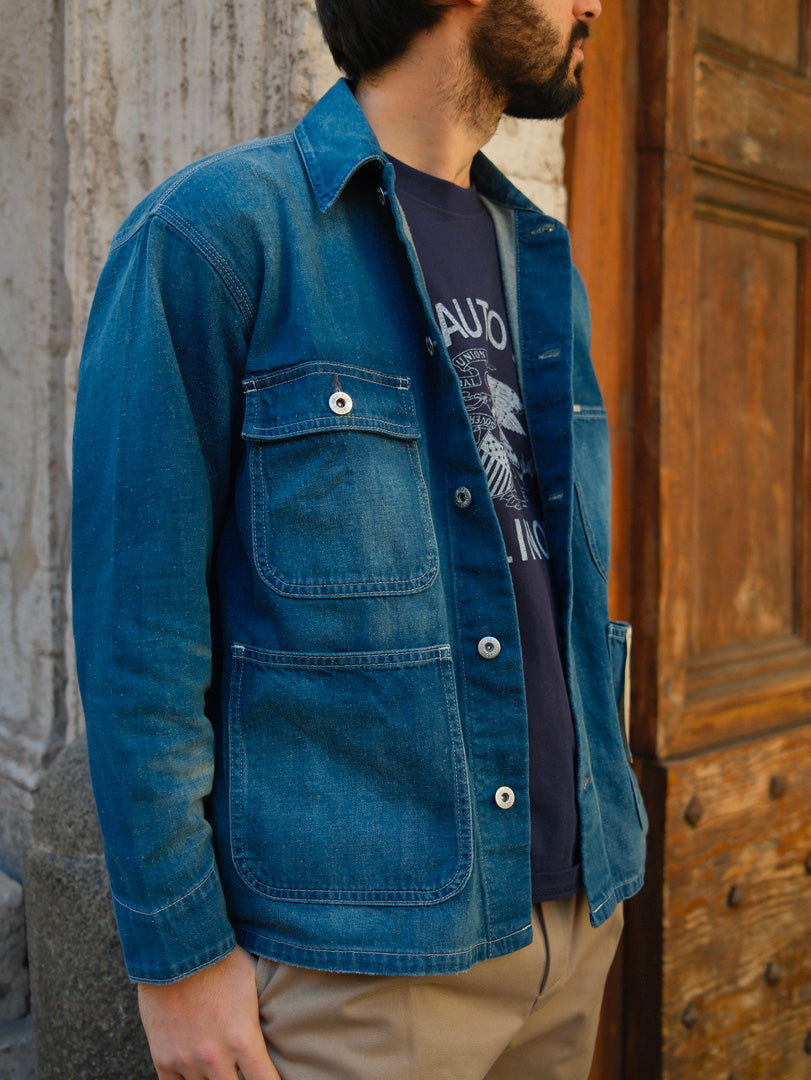Universal Overall Middle Wash Denim Coverall Jacket