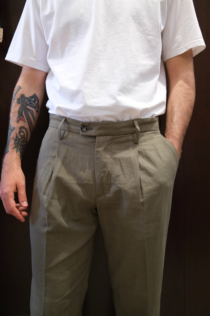 Gaffi & Co. Pantalone Dante Lino Militare