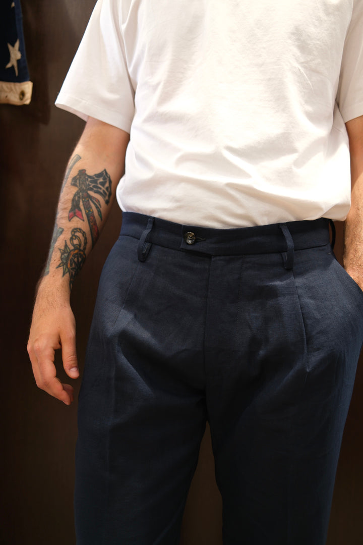 Gaffi & Co. Pantalone Dante Lino Navy