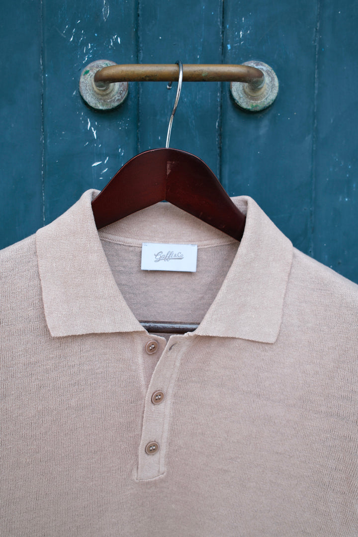 Gaffi & Co. Polo Bottoni Lino/Cotone Sabbia