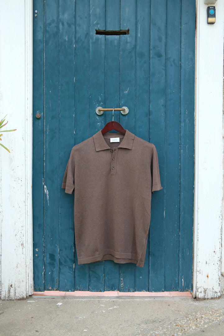 Gaffi & Co. Polo Bottoni Lino/Cotone Marrone