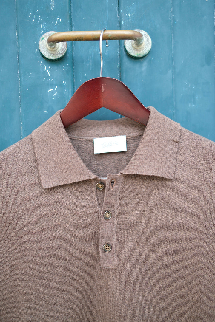 Gaffi & Co. Polo Bottoni Lino/Cotone Marrone