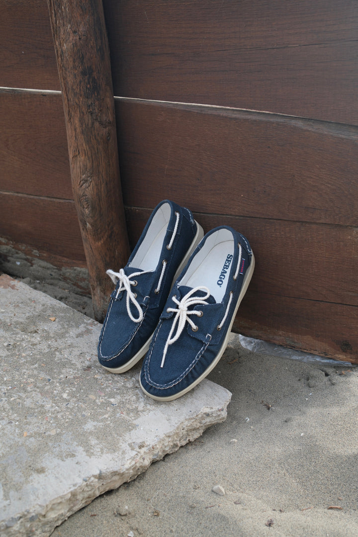 Sebago Portland 140oz Washed Canvas Navy
