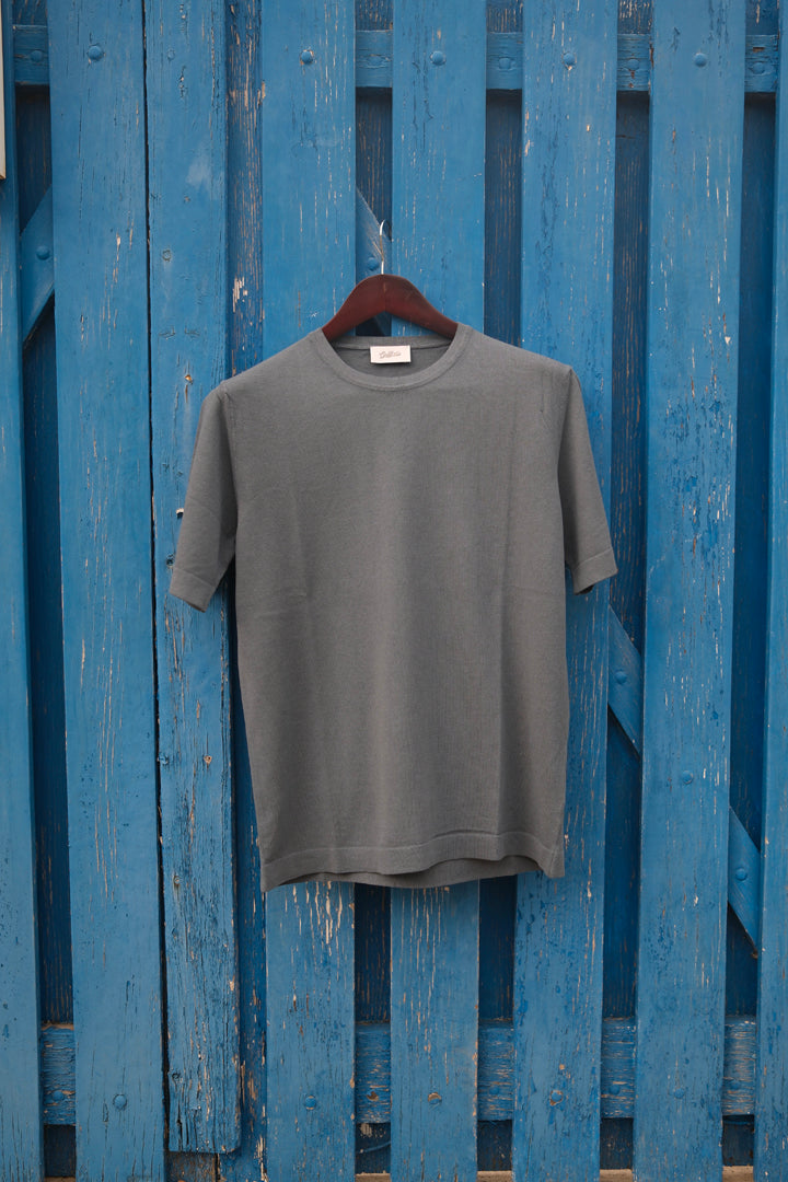 Gaffi & Co. T-Shirt Girocollo Cotone Crepe Piombo