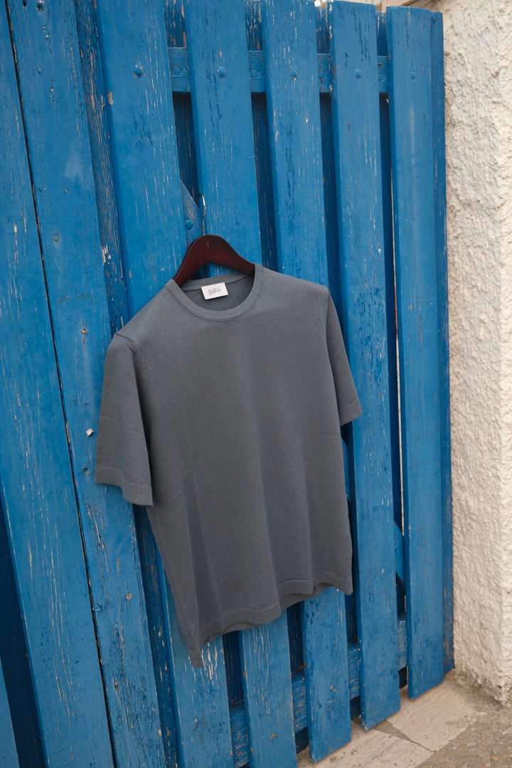 Gaffi & Co. T-Shirt Girocollo Cotone Crepe Piombo