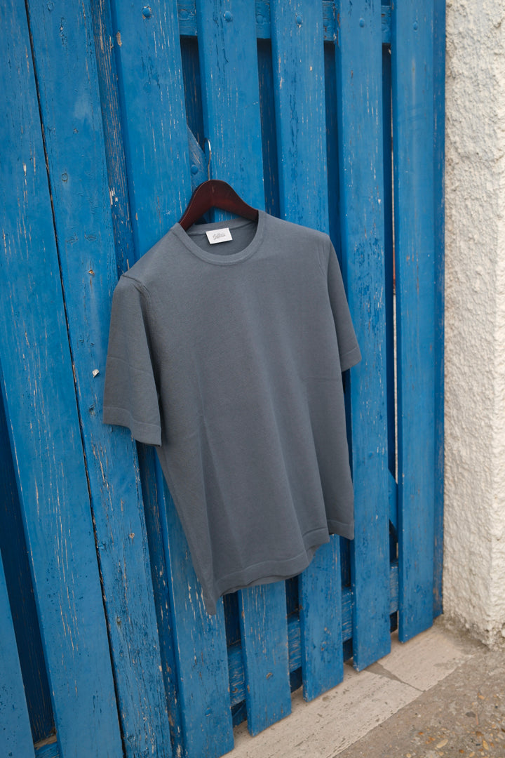 Gaffi & Co. T-Shirt Girocollo Cotone Crepe Piombo