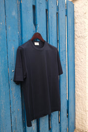 Gaffi & Co. T-Shirt Girocollo Cotone Crepe Blu NO RESO