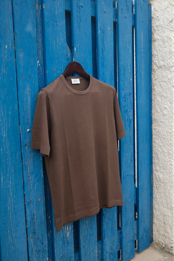 Gaffi & Co. T-Shirt Girocollo Cotone Crepe Marrone