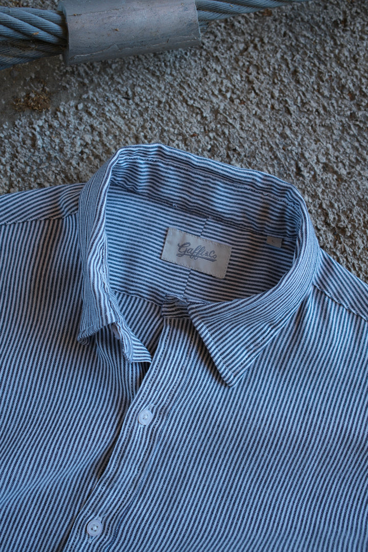 Gaffi & Co. Camicia Lino & Cotone Riga Blu