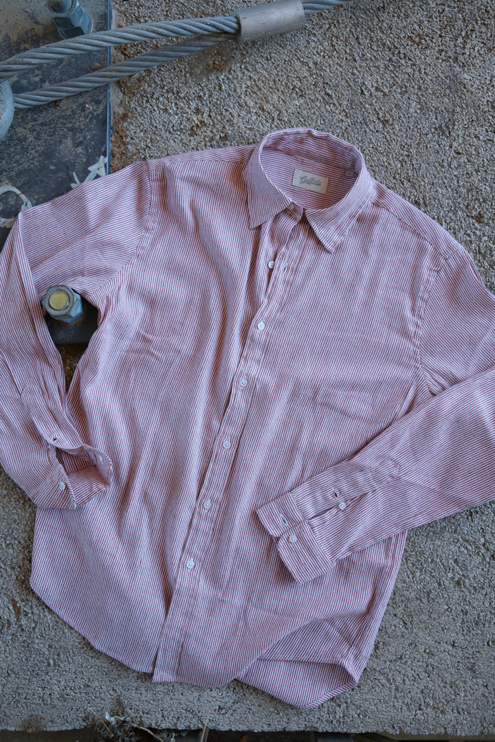 Gaffi & Co. Camicia Lino & Cotone Riga Rosso